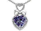 Tommaso Design™ Heart Shape 8 mm Simulated Alexandrite Pendant Necklace
