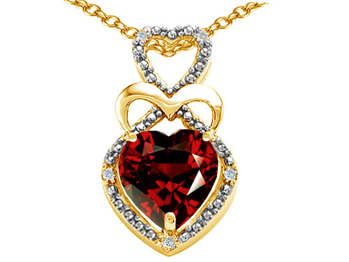 Tommaso Design™ Heart Shape 8 mm Genuine Garnet Pendant Necklace