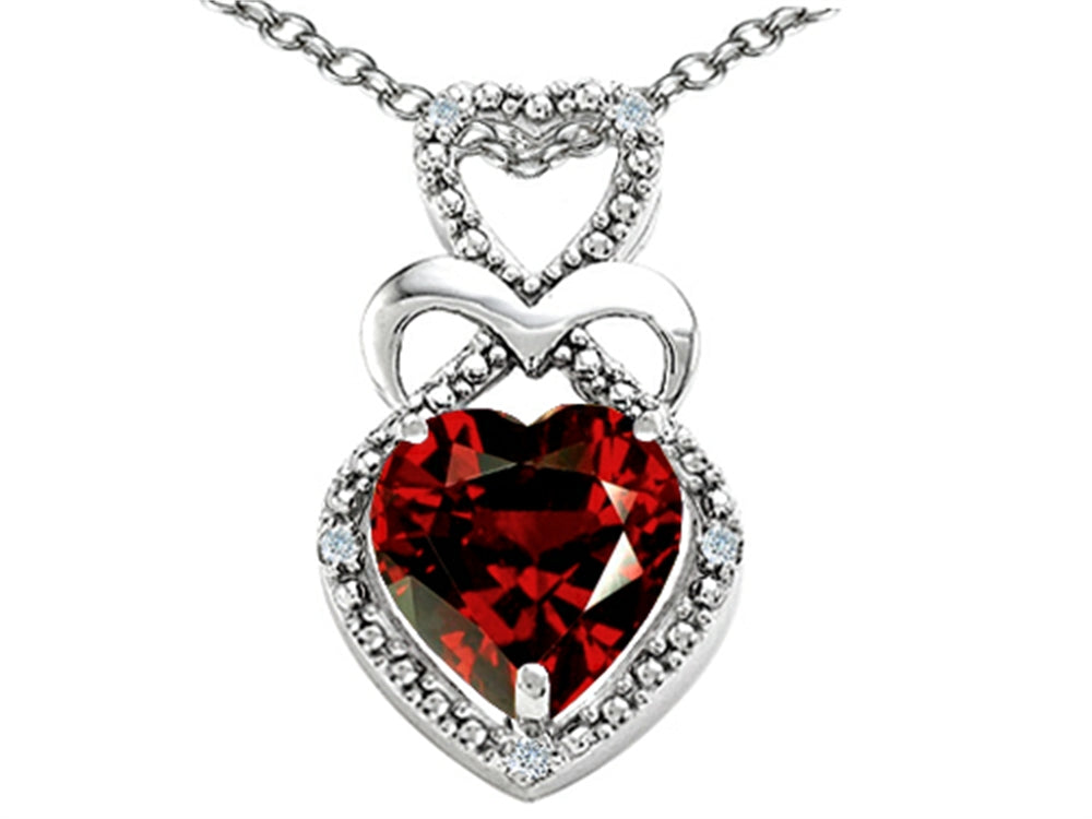 Tommaso Design™ Heart Shape 8 mm Genuine Garnet Pendant Necklace