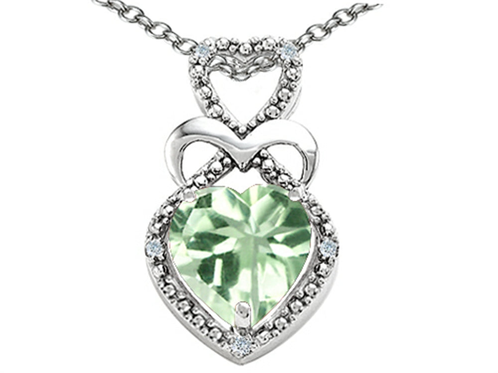 Tommaso Design™ Heart Shape 8 mm Green Amethyst Pendant Necklace