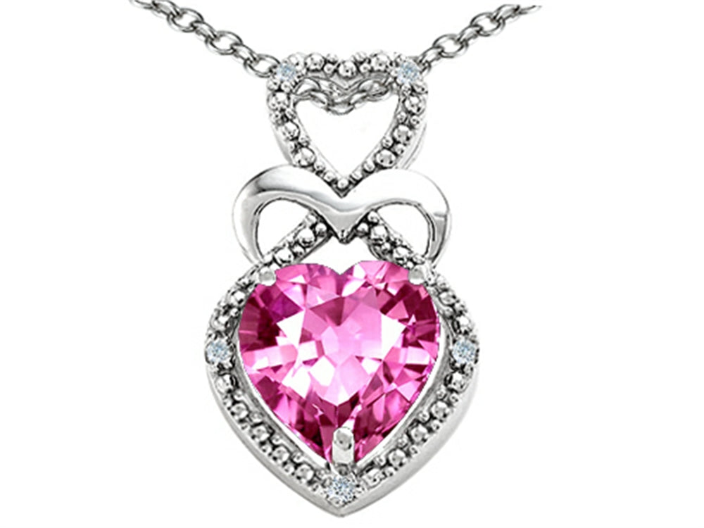Tommaso Design™ Heart Shape 8 mm Created Pink Sapphire Pendant Necklace