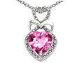 Tommaso Design™ Heart Shape 8mm Simulated Pink Tourmaline Pendant Necklace