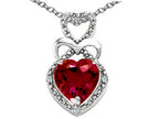 Tommaso Design™ Heart Shape 8mm Created Ruby Pendant Necklace