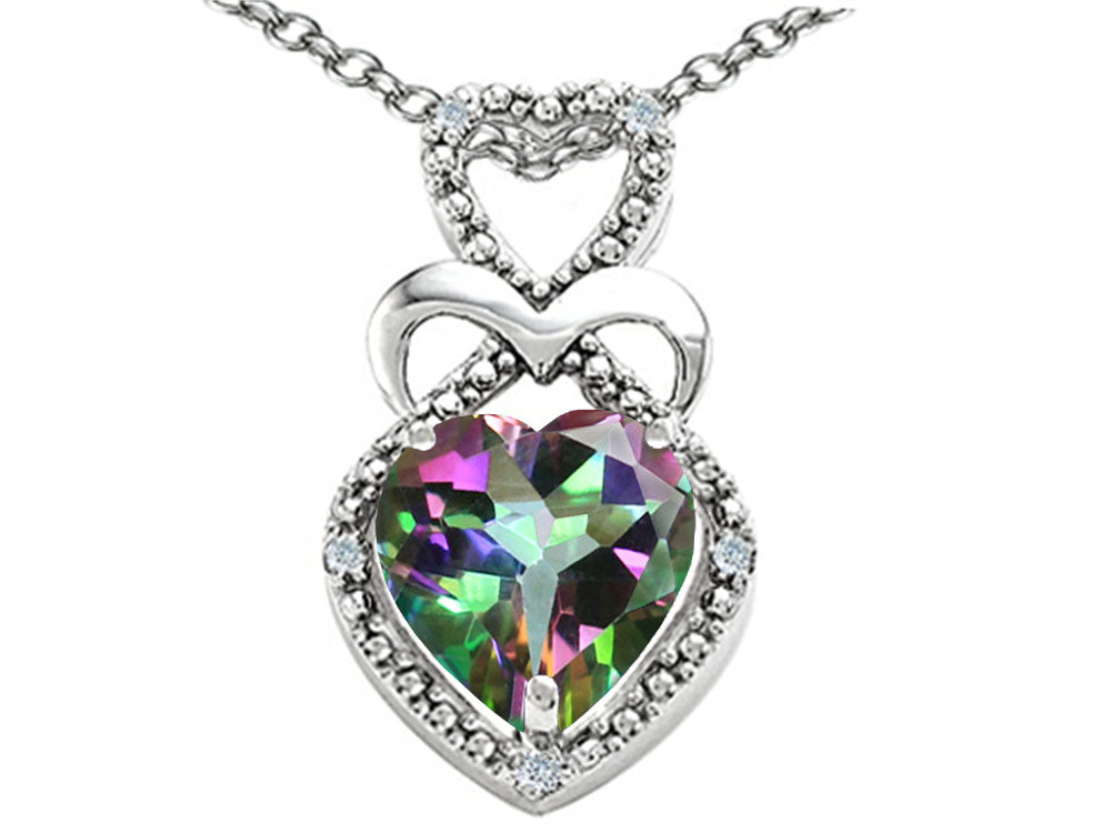 Tommaso Design™ Heart Shape 8 mm Mystic Rainbow Topaz Pendant Necklace
