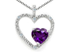 Tommaso Design™ Heart Shape 6 mm Genuine Amethyst Pendant Necklace