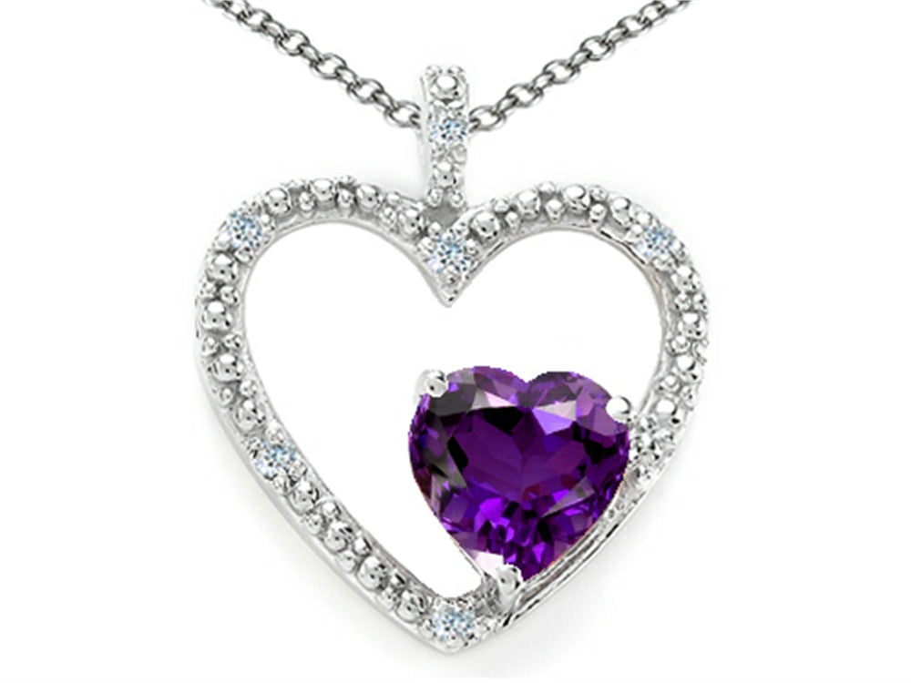 Tommaso Design™ Heart Shape 6 mm Genuine Amethyst Pendant Necklace