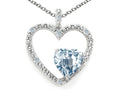 Tommaso Design™ Heart Shape 6 mm Genuine Aquamarine Pendant Necklace