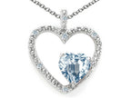Tommaso Design™ Heart Shape 6 mm Genuine Aquamarine Pendant Necklace