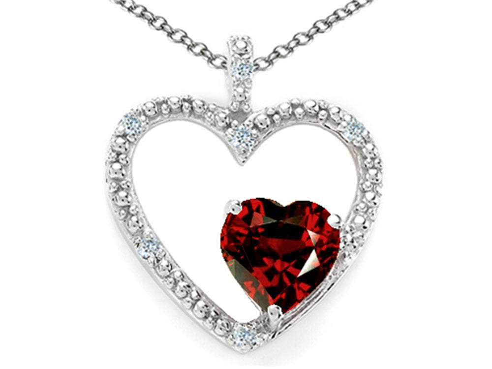 Tommaso Design™ Heart Shape 6 mm Genuine Garnet Pendant Necklace
