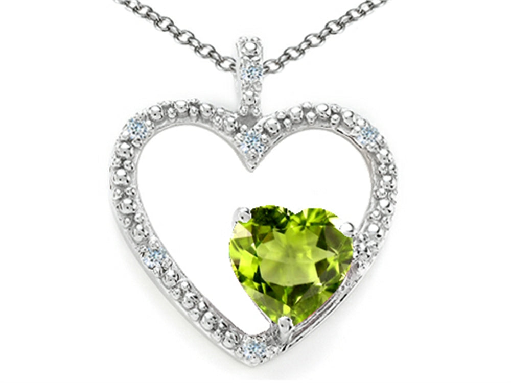 Tommaso Design™ Heart Shape 6 mm Genuine Peridot Pendant Necklace