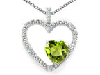 Tommaso Design™ Heart Shape 6 mm Genuine Peridot Pendant Necklace