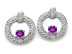 Tommaso Design™ Round 3 mm Genuine Amethyst Round Circle Earrings