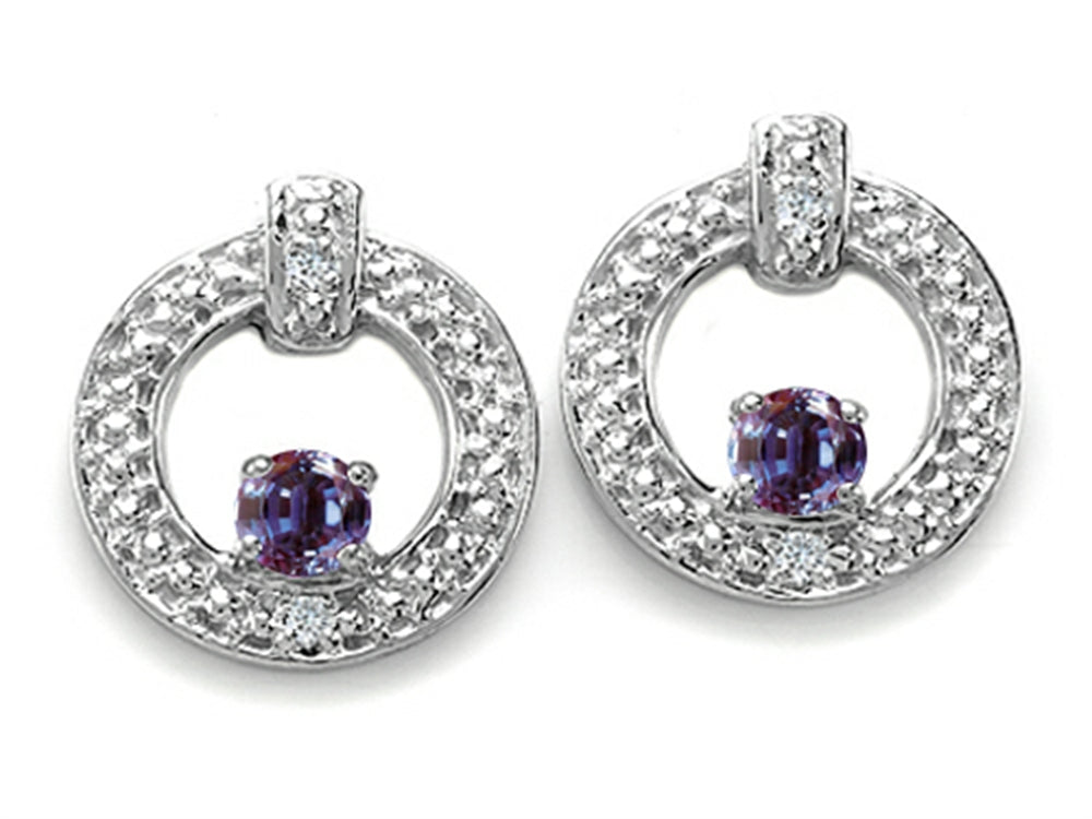 Tommaso Design™ Round 3 mm Simulated Alexandrite Round Circle Earrings