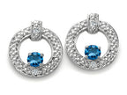 Tommaso Design™ Round 3mm Genuine Blue Topaz Round Circle Earrings