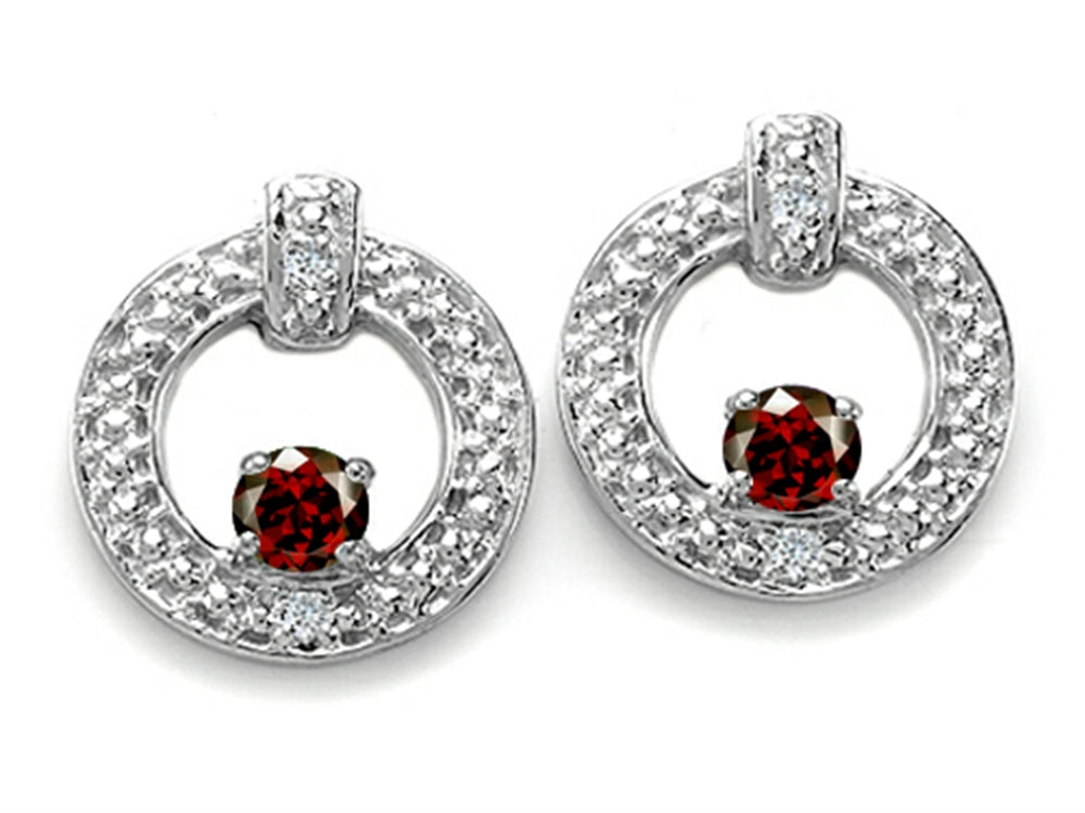 Tommaso Design™ Round 3mm Genuine Garnet Round Circle Earrings