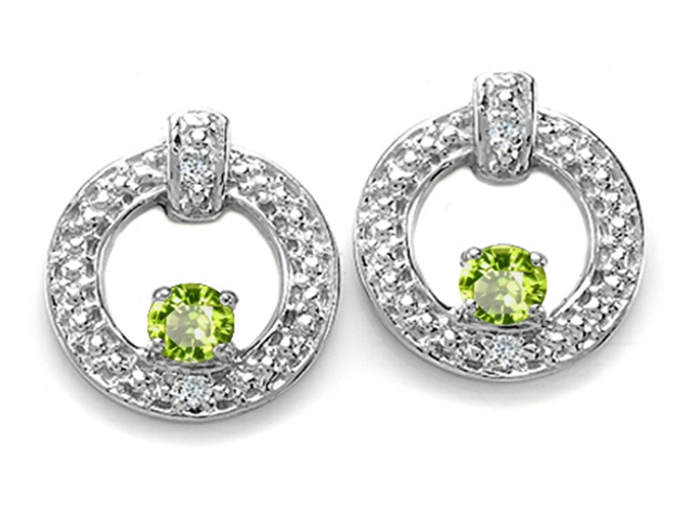 Tommaso Design™ Round 3 mm Genuine Peridot Round Circle Earrings