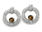 Tommaso Design™ Round 3 mm Genuine Smoky Quartz Round Circle Earrings