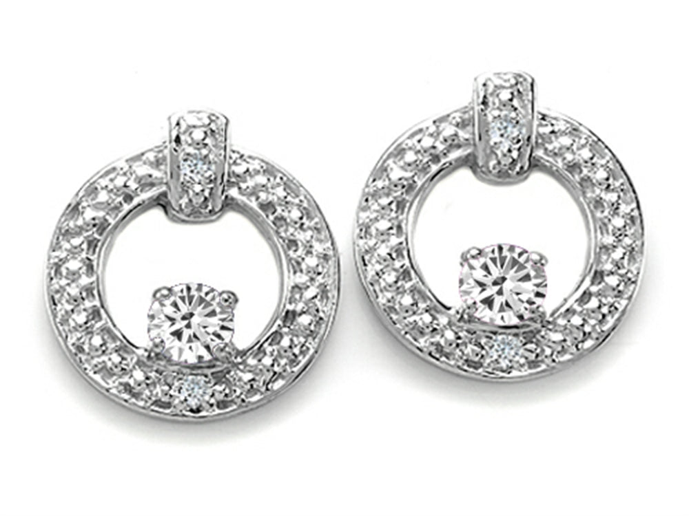 Tommaso Design™ Round 3 mm Genuine White Topaz Round Circle Earrings