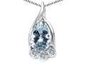 Tommaso Design™ Pear Shape 7x5mm Genuine Aquamarine Pendant Necklace