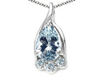 Tommaso Design™ Pear Shape 7x5mm Genuine Aquamarine Pendant Necklace