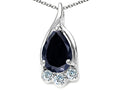 Tommaso Design™ Pear Shape 7x5mm Genuine Black Sapphire Pendant Necklace