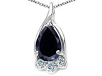 Tommaso Design™ Pear Shape 7x5mm Genuine Black Sapphire Pendant Necklace
