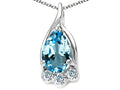 Tommaso Design™ Pear Shape 7x5mm Genuine Blue Topaz Pendant Necklace