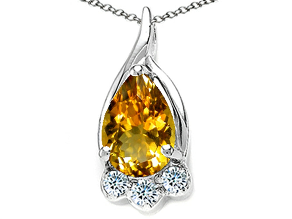 Tommaso Design™ Pear Shape 7x5mm Genuine Citrine Pendant Necklace