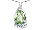 Tommaso Design™ Pear Shape 7x5mm Green Amethyst Pendant Necklace