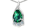Tommaso Design™ Pear Shape 7x5mm Simulated Emerald Pendant Necklace