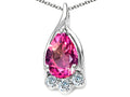 Tommaso Design™ Pear Shape 7x5mm Simulated Pink Tourmaline Pendant Necklace