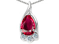 Tommaso Design™ Pear Shape 7x5mm Created Ruby Pendant Necklace