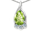 Tommaso Design™ Pear Shape 7x5mm Genuine Peridot Pendant Necklace