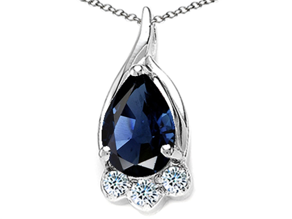Tommaso Design™ Genuine Pear Shape Sapphire Pendant Necklace