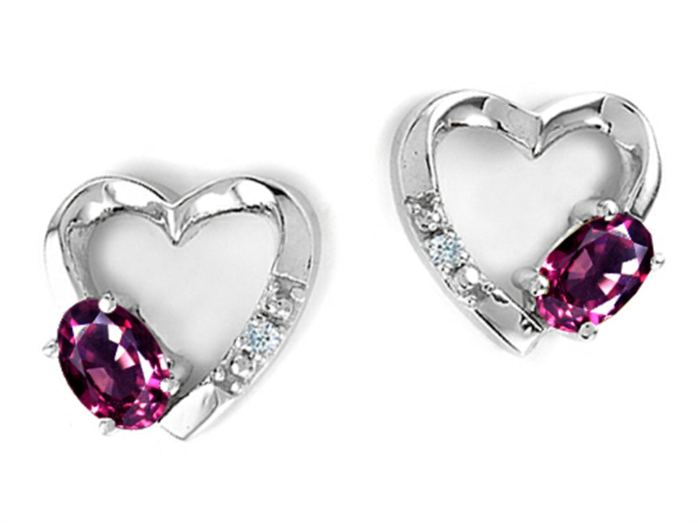 Tommaso Design™ Oval 5x3mm Genuine Rhodolite Heart Earrings