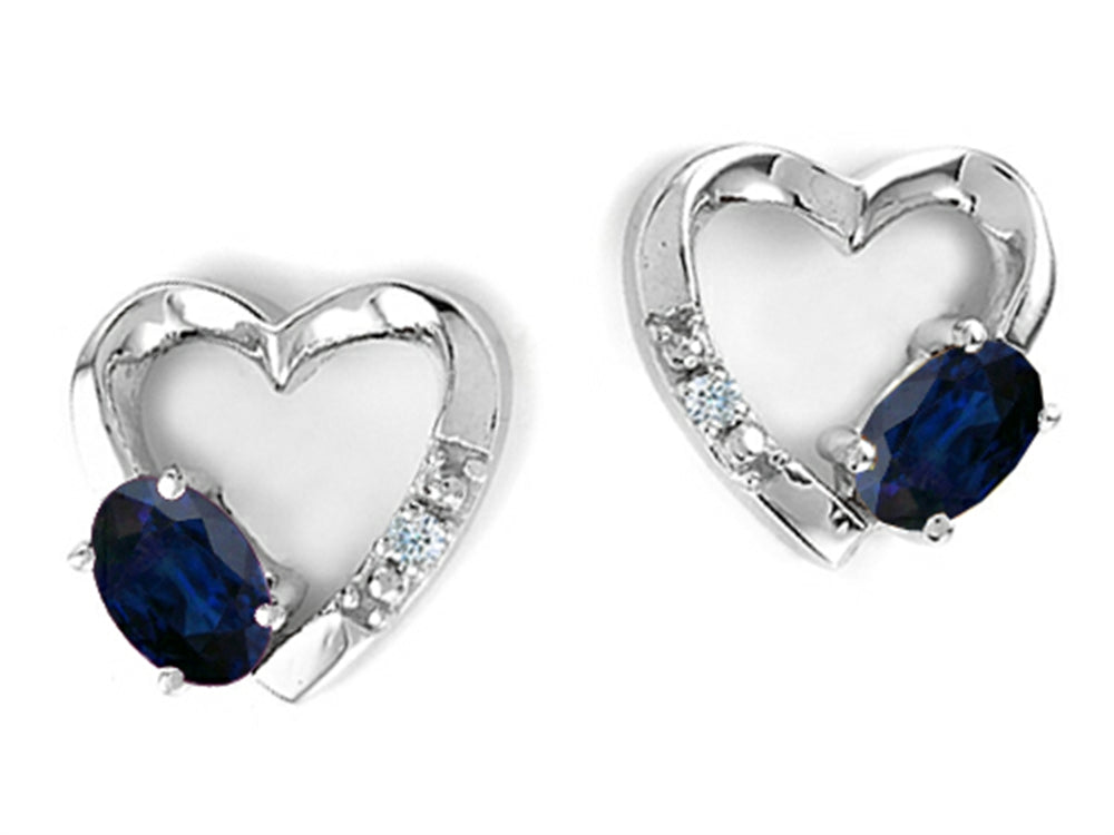 Tommaso Design™ Oval 5x3mm Genuine Sapphire Heart Earrings