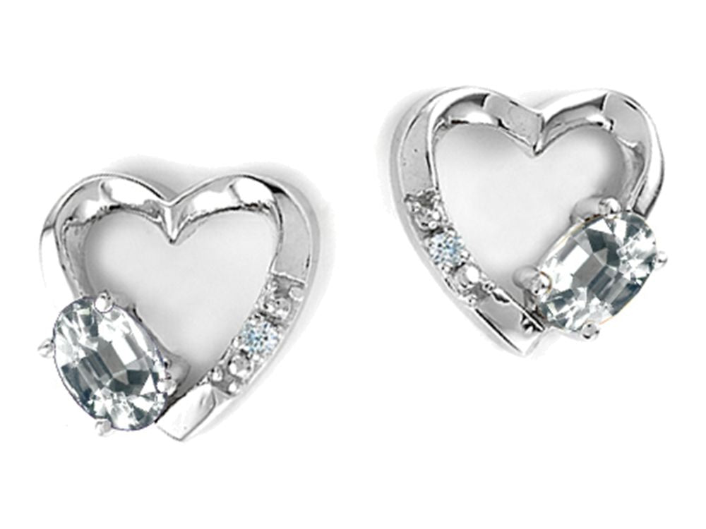 Tommaso Design™ Oval 5x3mm Genuine White Topaz Heart Earrings