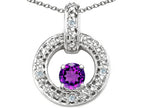 Tommaso Design™ Round 4 mm Genuine Amethyst Round Circle Pendant Necklace