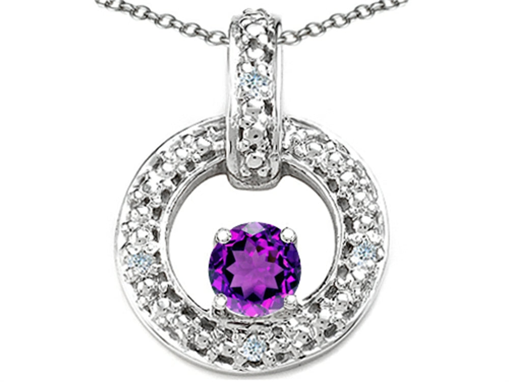 Tommaso Design™ Round 4 mm Genuine Amethyst Round Circle Pendant Necklace