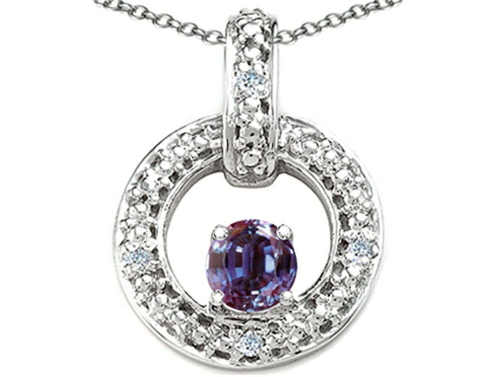 Tommaso Design™ Round 4 mm Simulated Alexandrite Round Circle Pendant Necklace