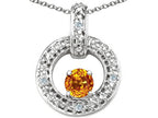 Tommaso Design™ Round 4 mm Genuine Citrine Round Circle Pendant Necklace