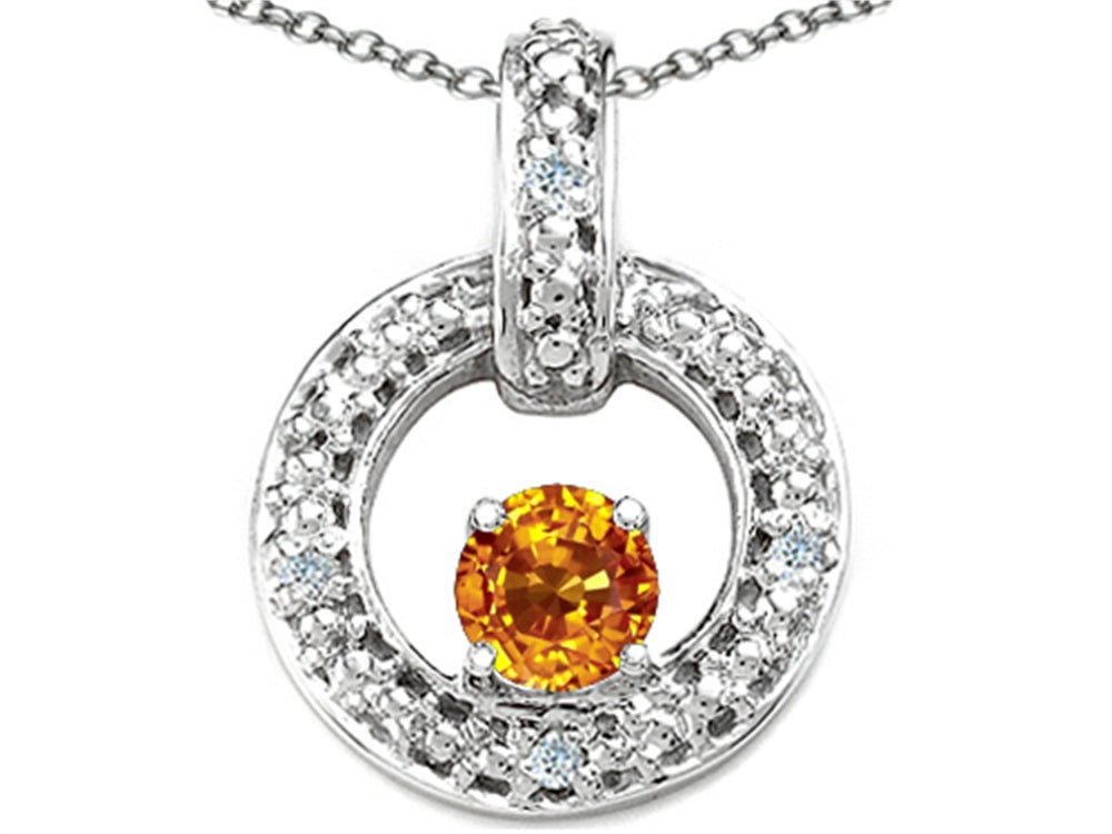 Tommaso Design™ Round 4 mm Genuine Citrine Round Circle Pendant Necklace
