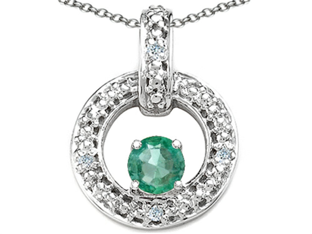 Tommaso Design™ Round 4 mm Genuine Emerald Round Circle Pendant Necklace