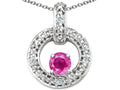Tommaso Design™ Round 4 mm Genuine Pink Tourmaline Round Circle Pendant Necklace