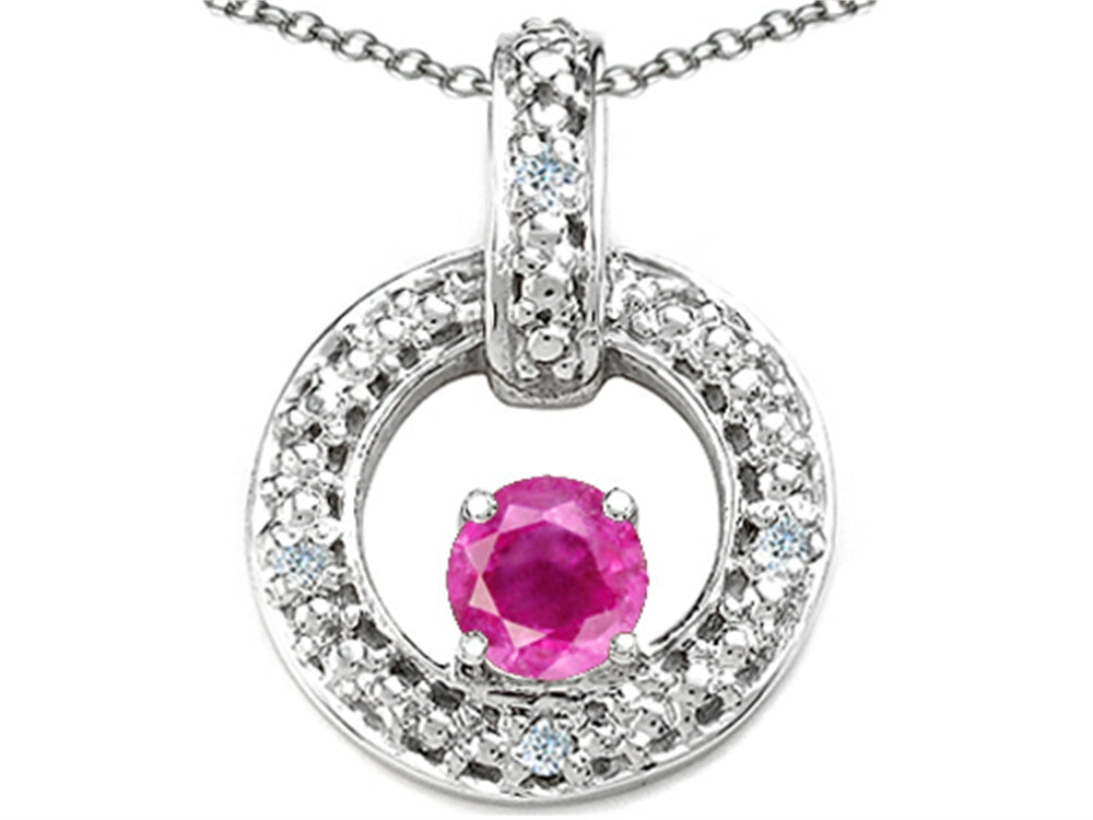 Tommaso Design™ Round 4 mm Genuine Pink Tourmaline Round Circle Pendant Necklace
