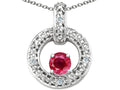 Tommaso Design™ Genuine Ruby and Diamond Round Circle Pendant Necklace