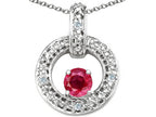 Tommaso Design™ Genuine Ruby and Diamond Round Circle Pendant Necklace