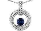 Tommaso Design™ Round 4 mm Genuine Sapphire Round Circle Pendant Necklace