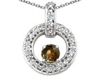 Tommaso Design™ Round 4 mm Genuine Smoky Quartz Round Circle Pendant Necklace