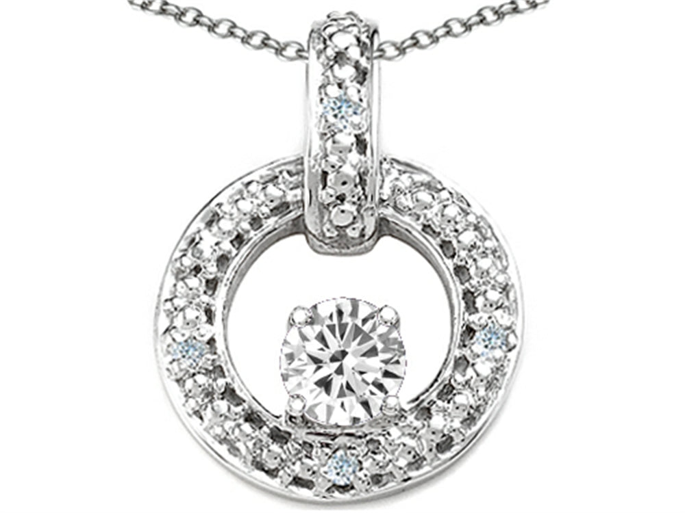 Tommaso Design™ Round 4 mm Genuine White Topaz Round Circle Pendant Necklace
